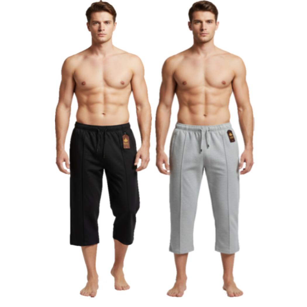 Pack of 2 Aero Deck Grey and Black Color Urban Leisure Terry 3-Quarter Short AERODECK APPARELS