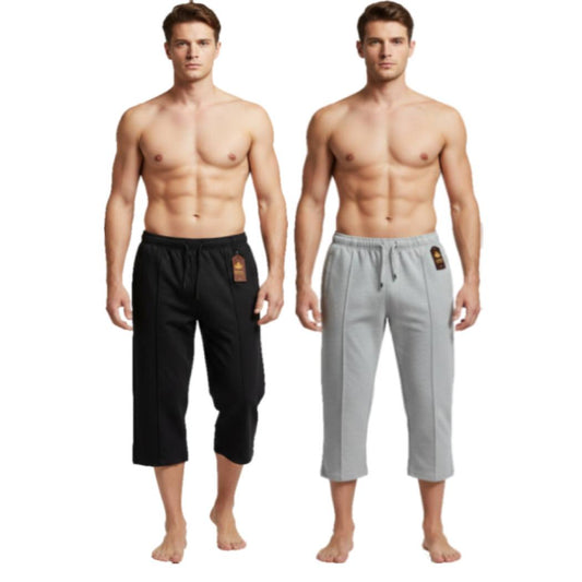Pack of 2 Aero Deck Grey and Black Color Urban Leisure Terry 3-Quarter Short AERODECK APPARELS