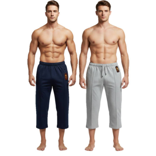 Pack of 2 Aero Deck Grey and Blue Color Urban Leisure Terry 3-Quarter Short AERODECK APPARELS