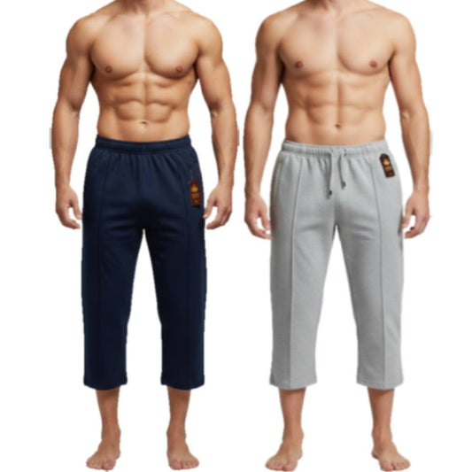 Pack of 2 Aero Deck Grey and Blue Color Urban Leisure Terry 3-Quarter Short AERODECK APPARELS