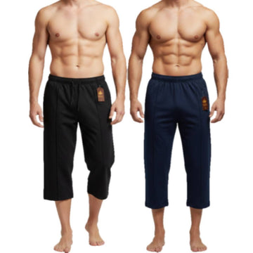 Pack of 2 Aero Deck Blue and Black Color Urban Leisure Terry 3-Quarter Short AERODECK APPARELS