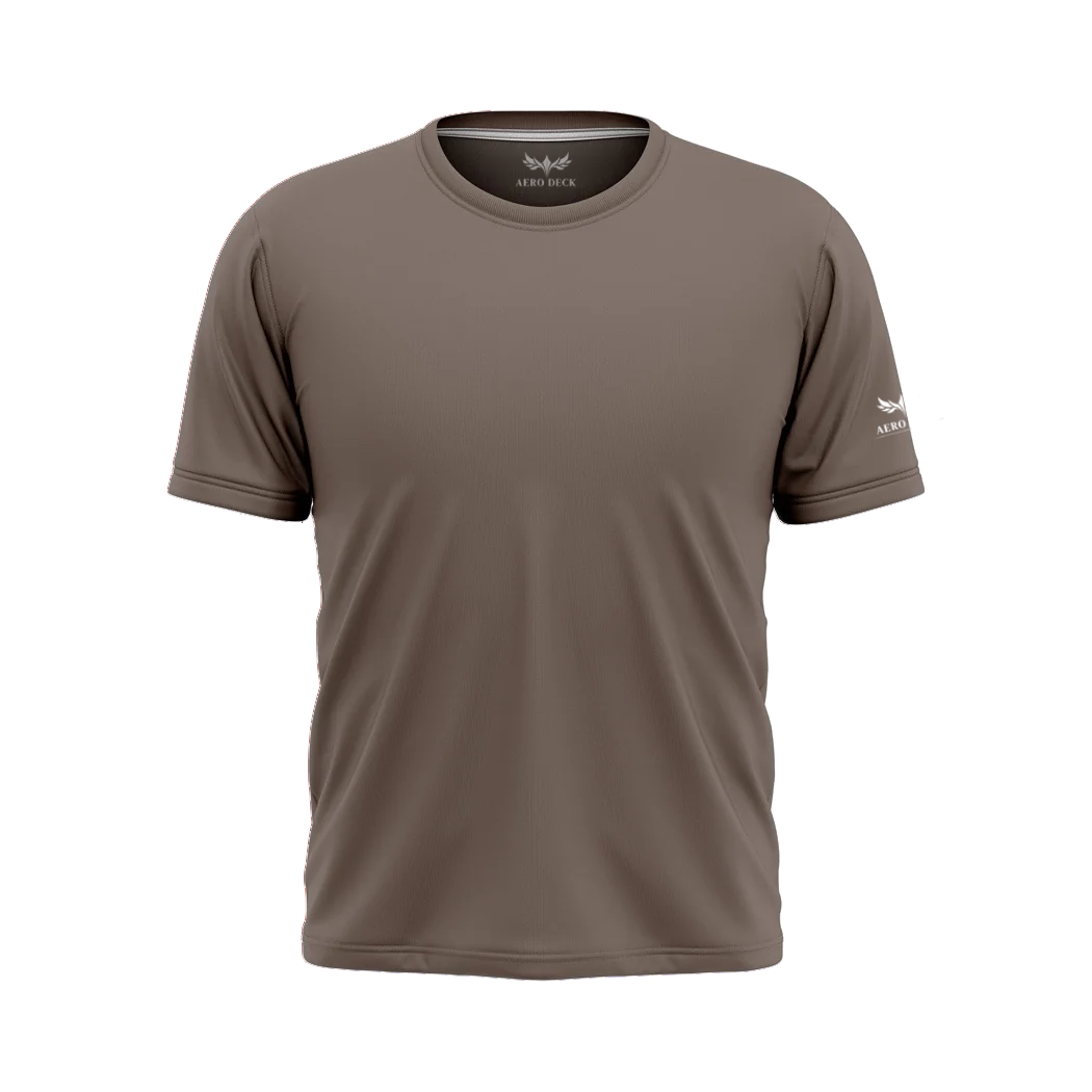 Aero Deck Cotton Jersey Signature Studio Crew Brown Color T-Shirt AERODECK APPARELS