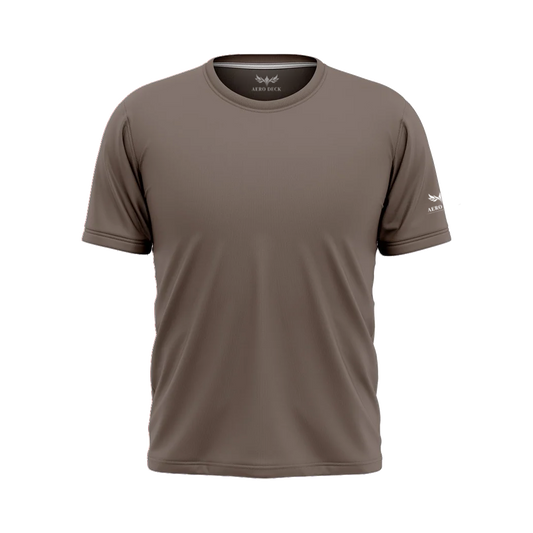 Aero Deck Cotton Jersey Signature Studio Crew Brown Color T-Shirt AERODECK APPARELS
