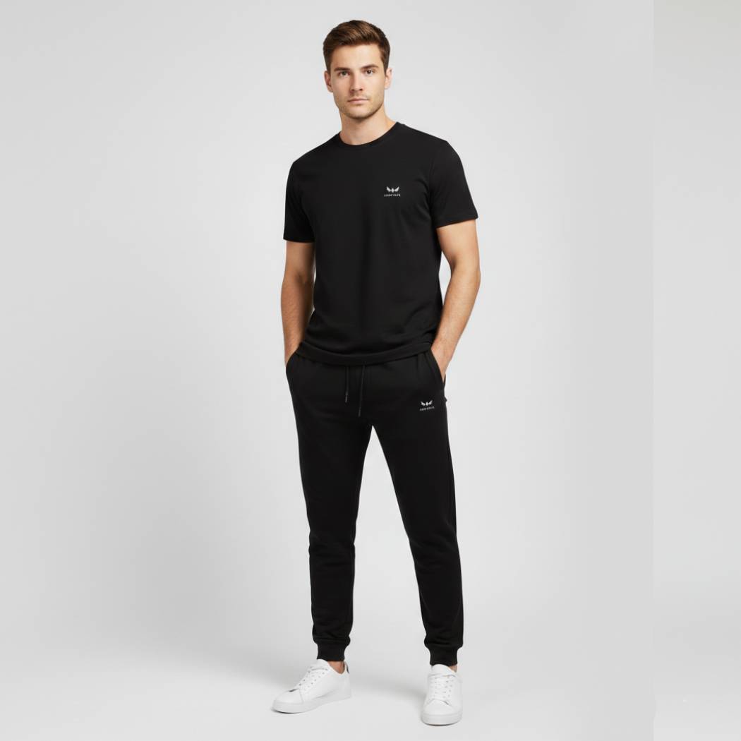 AeroDeck Essential Performance Black Color T-Shirt & Black Color Jogger Trouser Set AERODECK APPARELS