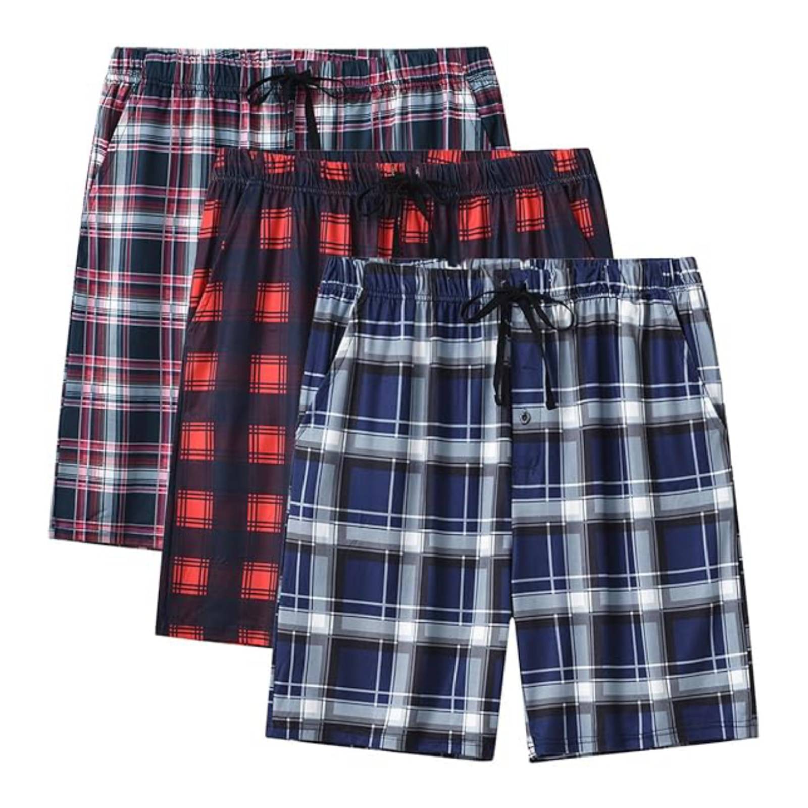 Pack of 3 Aerodeck Men's Cotton-Rich Mix Patterns Checkered Boxer Shorts AERODECK APPARELS