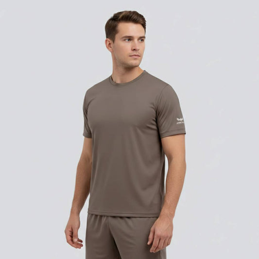 Aero Deck Cotton Jersey Signature Studio Crew Brown Color T-Shirt AERODECK APPARELS