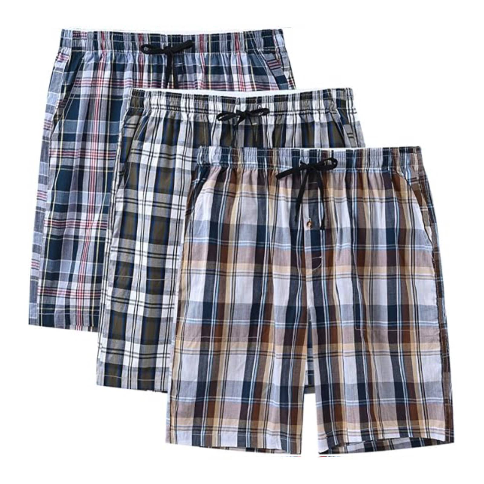 Pack of 3 Aerodeck Men's Cotton-Rich Mix Patterns Checkered Boxer Shorts AERODECK APPARELS