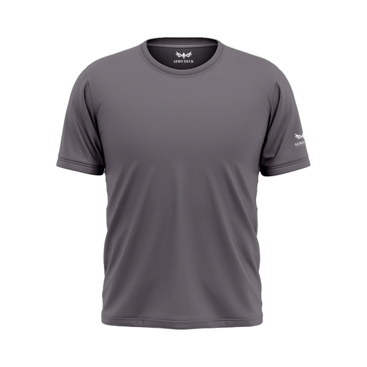 Aero Deck Cotton Jersey Signature Studio Crew Grey Color Graphic T-Shirt AERODECK APPARELS