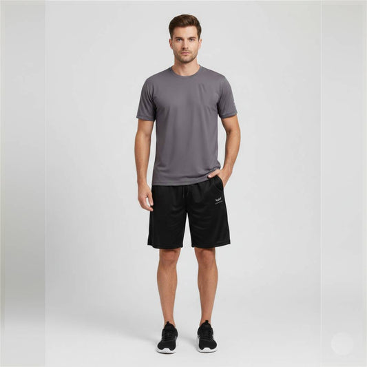 AeroDeck Essential Performance Grey Color T-Shirt & Black Color Jogger Short Set AERODECK APPARELS