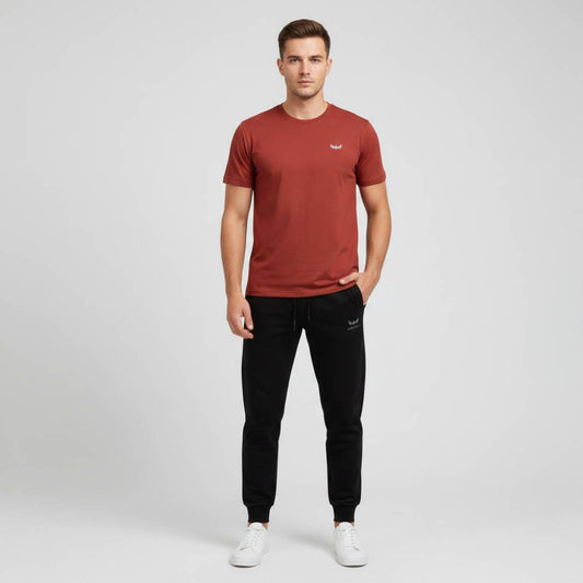 AeroDeck Essential Performance Red Color T-Shirt & Black Color Jogger Trouser Set AERODECK APPARELS