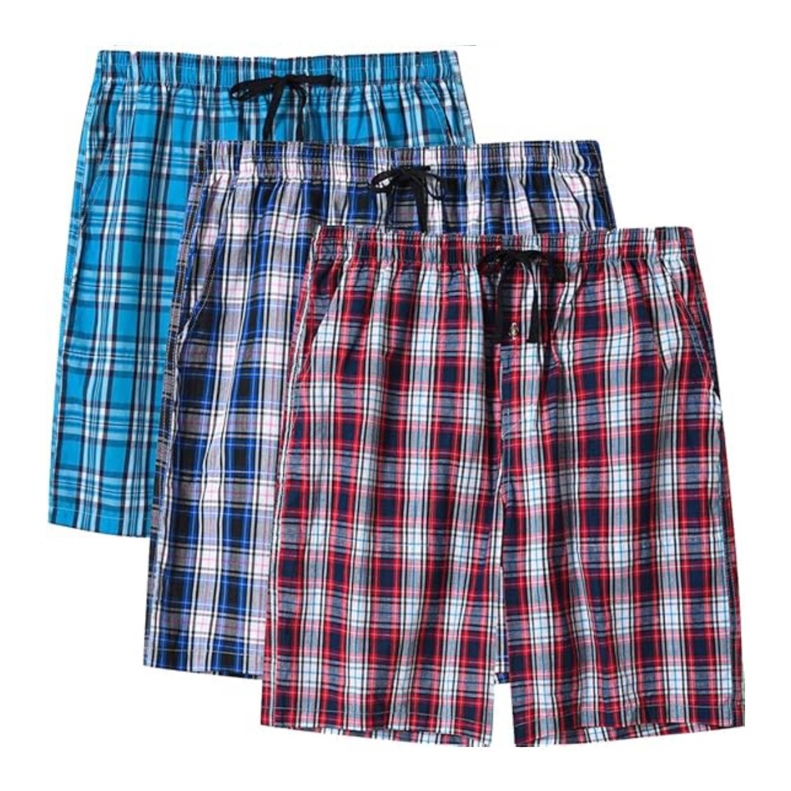 Pack of 3 Aerodeck Men's Cotton-Rich Mix Patterns Checkered Boxer Shorts AERODECK APPARELS