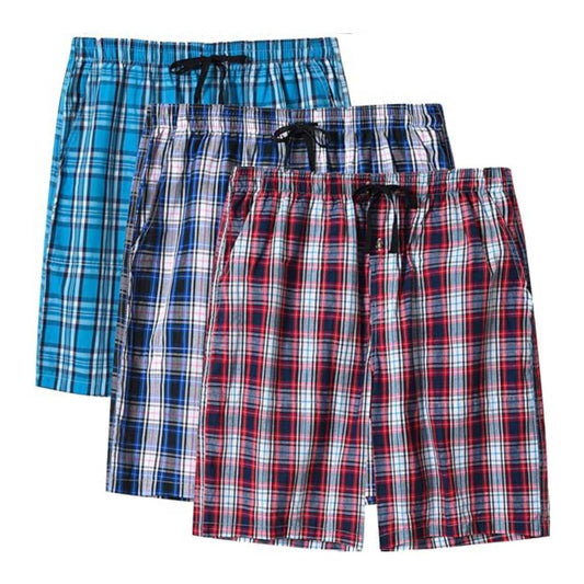 Pack of 3 Aerodeck Men's Cotton-Rich Mix Patterns Checkered Boxer Shorts AERODECK APPARELS