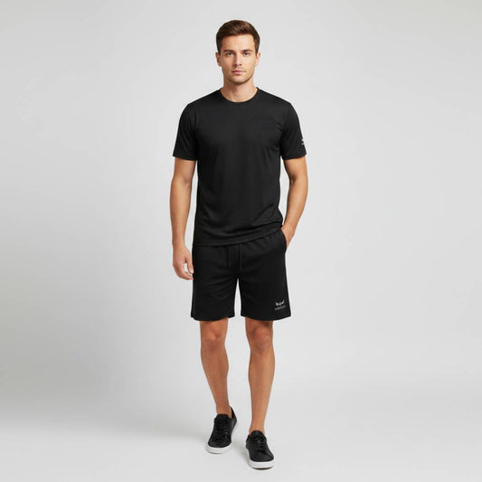AeroDeck Essential Performance Black Color T-Shirt & Black Color Jogger Short Set AERODECK APPARELS