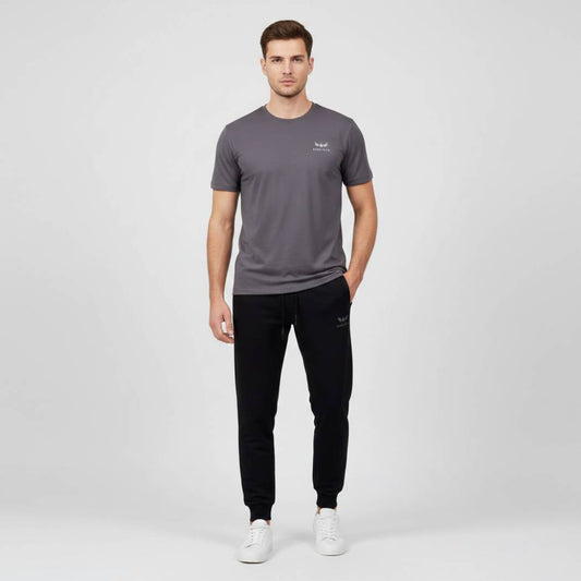 AeroDeck Essential Performance Grey Color T-Shirt & Black Color Jogger Trouser Set AERODECK APPARELS