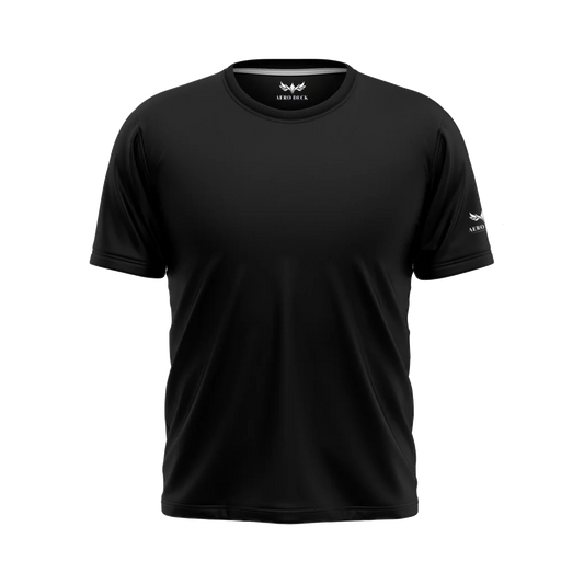 Aero Deck Cotton Jersey Signature Studio Crew Black Color Graphic T-Shirt AERODECK APPARELS
