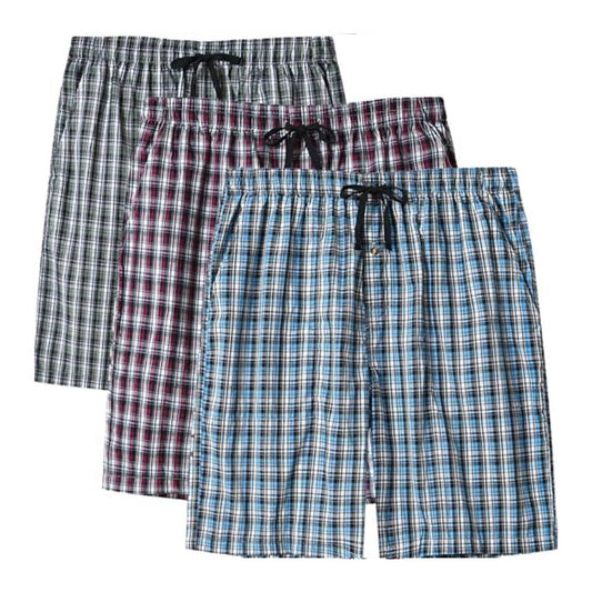 Pack of 3 Aerodeck Men's Cotton-Rich Mix Patterns Checkered Boxer Shorts AERODECK APPARELS