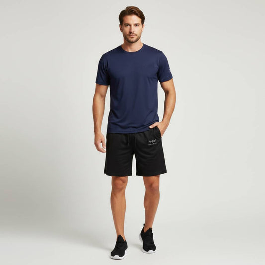 AeroDeck Essential Performance Blue Color T-Shirt & Black Color Jogger Short Set AERODECK APPARELS