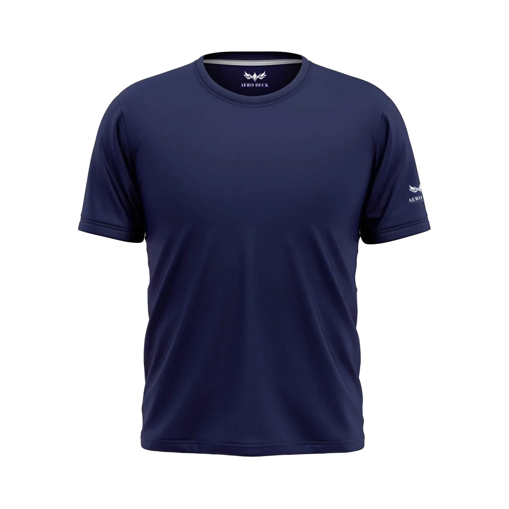 Aero Deck Cotton Jersey Signature Studio Crew Blue Color T-Shirt AERODECK APPARELS