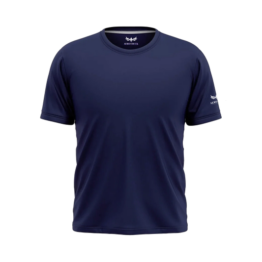 Aero Deck Cotton Jersey Signature Studio Crew Blue Color T-Shirt AERODECK APPARELS