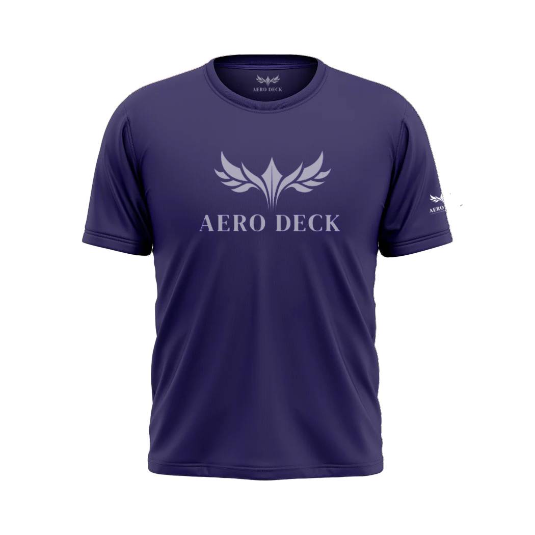 Aero Deck Cotton Jersey Deep Indigo Color Graphic T-Shirt AERODECK APPARELS