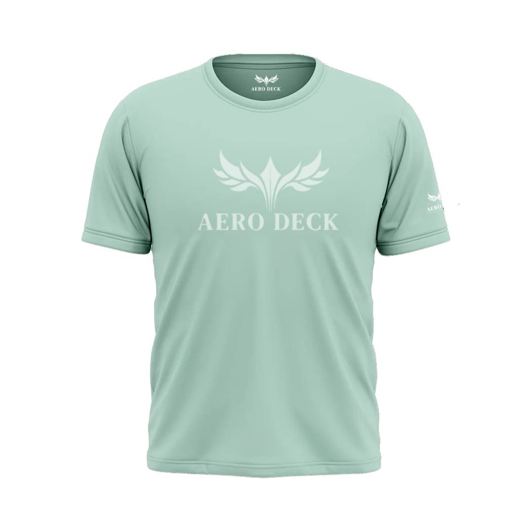 Aero Deck Cotton Jersey Mint Green Color Graphic T-Shirt AERODECK APPARELS