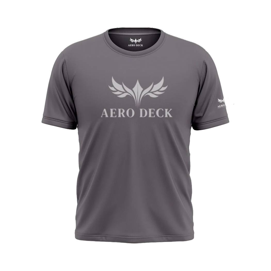 Aero Deck Cotton Jersey Grey Color Graphic T-Shirt AERODECK APPARELS