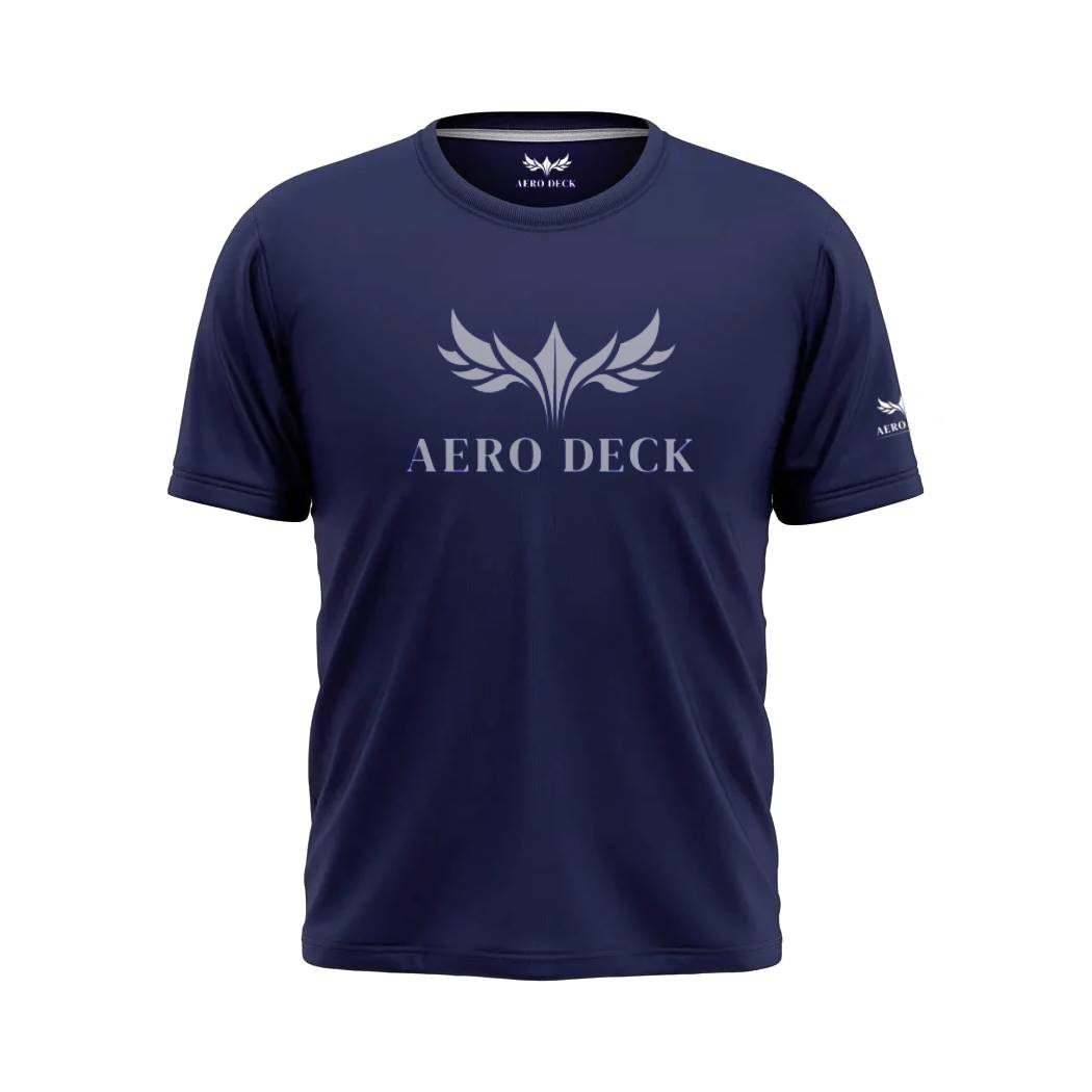 Aero Deck Cotton Jersey Blue Color Graphic T-Shirt AERODECK APPARELS