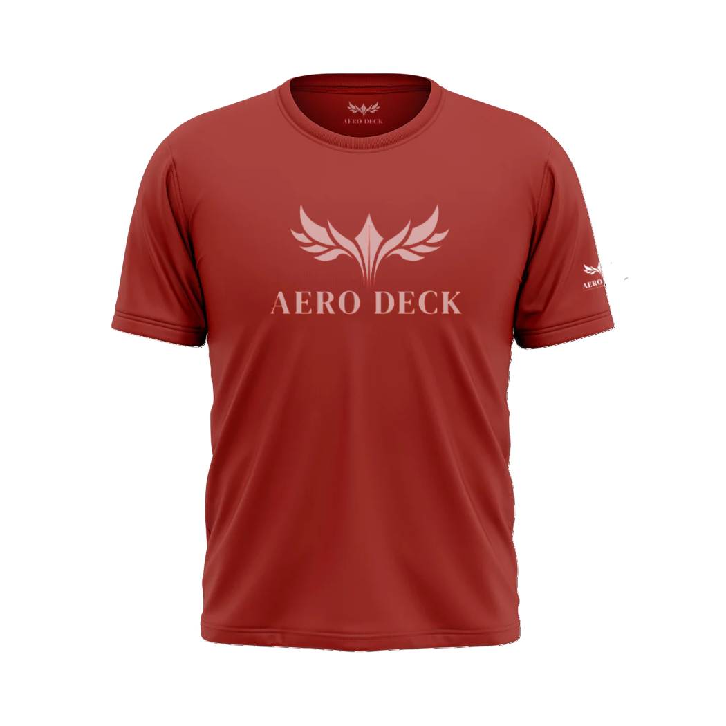 Aero Deck Cotton Jersey Red Color Graphic T-Shirt AERODECK APPARELS