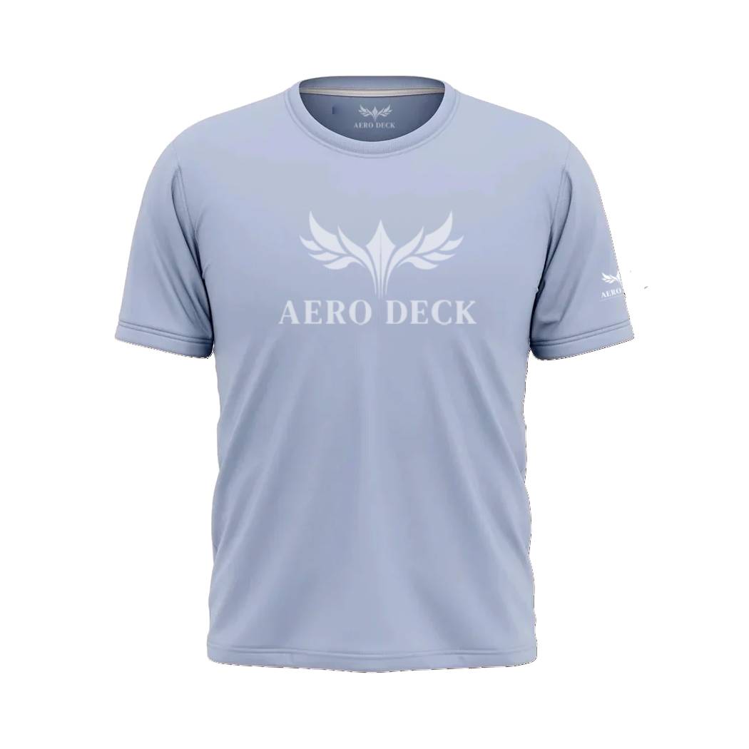 Aero Deck Cotton Jersey Sky Blue Color Graphic T-Shirt AERODECK APPARELS