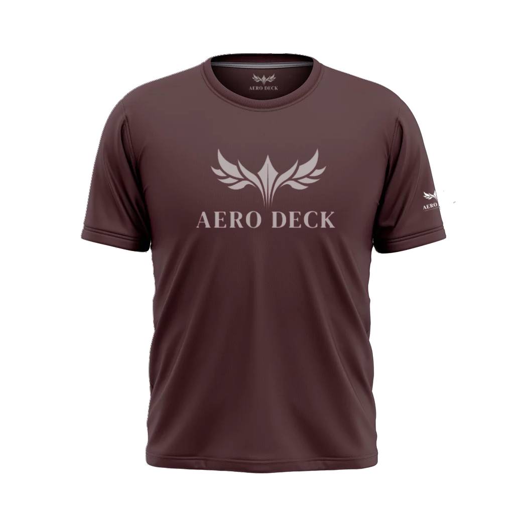 Aero Deck Cotton Jersey Dark Brown Color Graphic T-Shirt AERODECK APPARELS