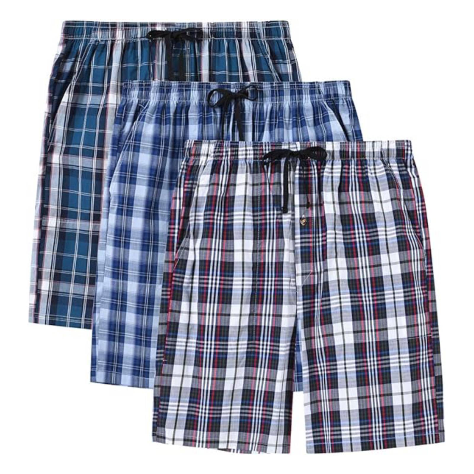 Pack of 3 Aerodeck Men's Cotton-Rich Mix Patterns Checkered Boxer Shorts AERODECK APPARELS