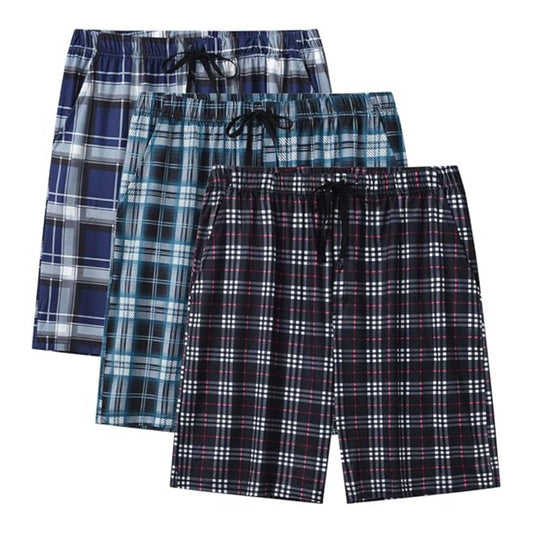 Pack of 3 Aerodeck Men's Cotton-Rich Mix Patterns Checkered Boxer Shorts AERODECK APPARELS