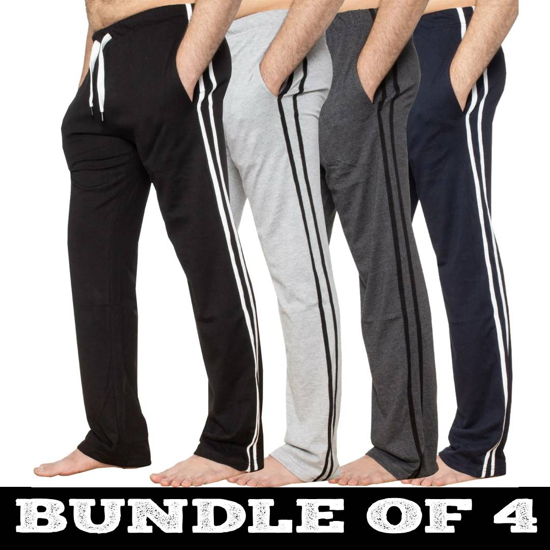 Bundle of 4 Men's Lounge Pants with Side Stripes - Cotton Jersey AERODECK APPARELS