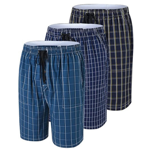 Pack of 3 Aerodeck Men's Cotton-Rich Mix Patterns Checkered Boxer Shorts AERODECK APPARELS