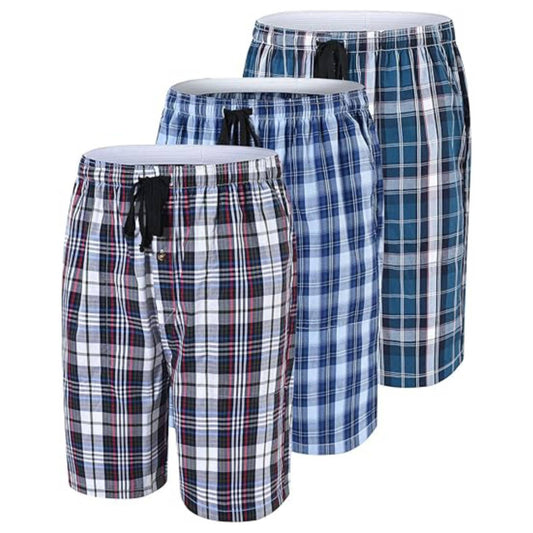 Pack of 3 Aerodeck Men's Cotton-Rich Mix Patterns Checkered Boxer Shorts AERODECK APPARELS