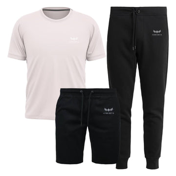 Aero Deck Cotton Jersey White T-Shirt, Black Terry Short & Black Terry Trouser AERODECK APPARELS