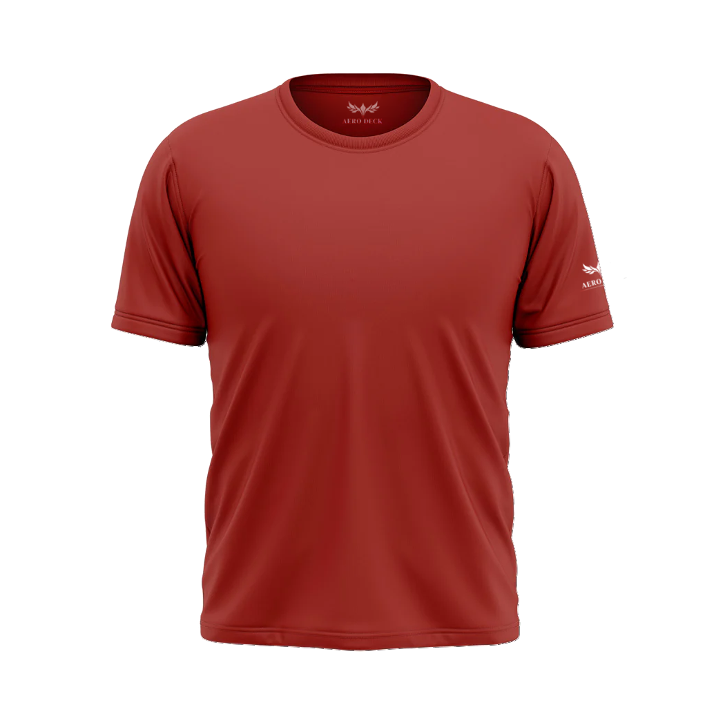 Aero Deck Cotton Jersey Signature Studio Crew Red Color Graphic T-Shirt AERODECK APPARELS