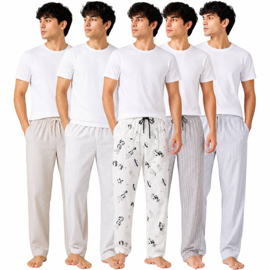Aerodeck Men's Premium Cotton Lounge Trousers – Pack of 5 AERODECK APPARELS