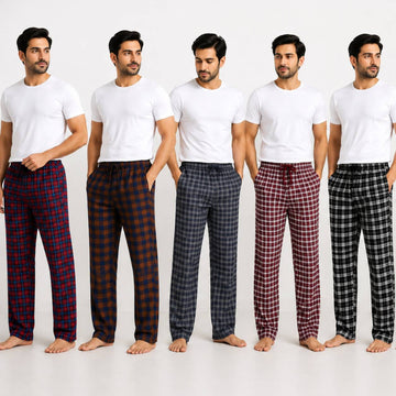Men's Casual Check Pajama Trousers 5-Pack AERODECK APPARELS