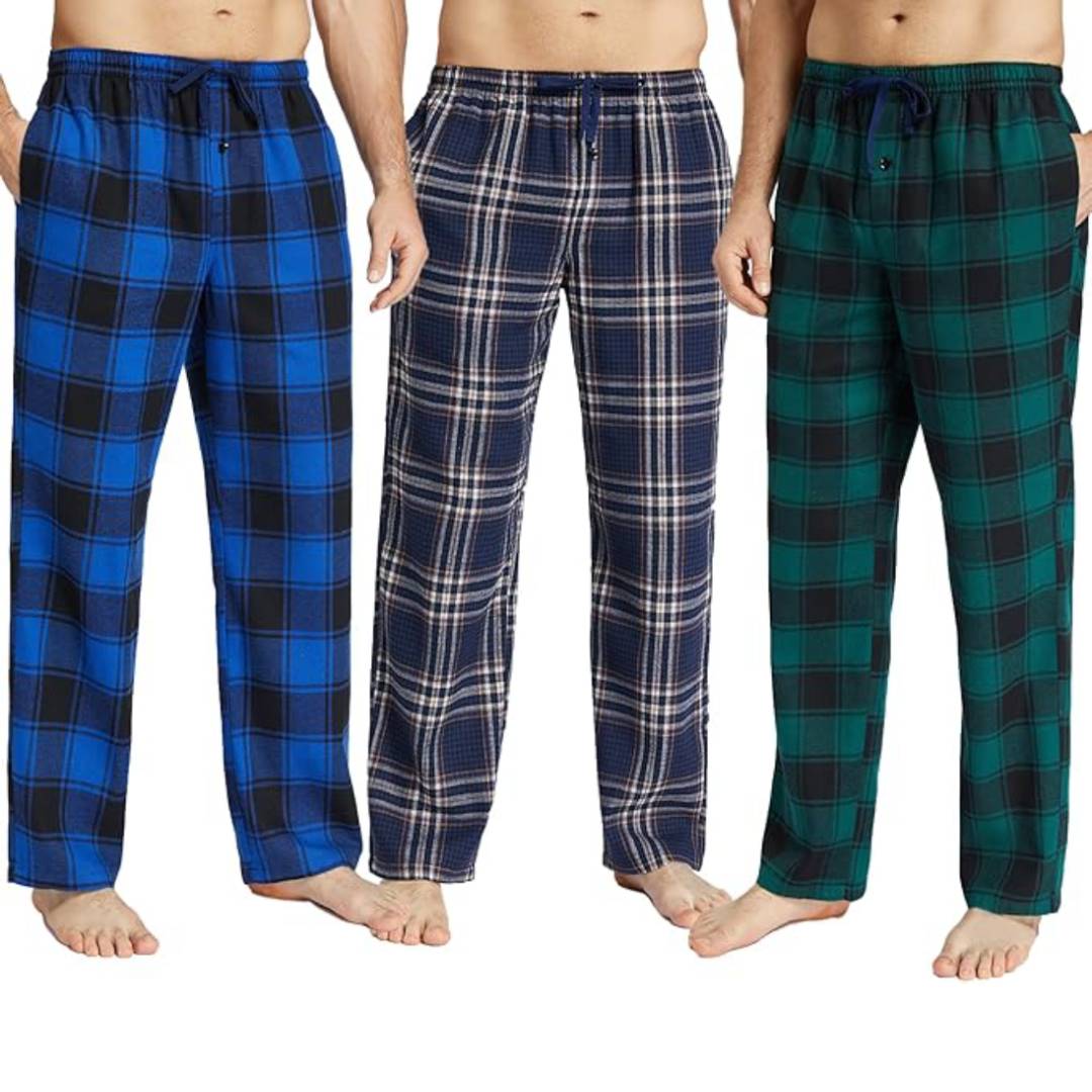 Pack of Three Checkered Lounge Pajama Pants for Men AERODECK APPARELS