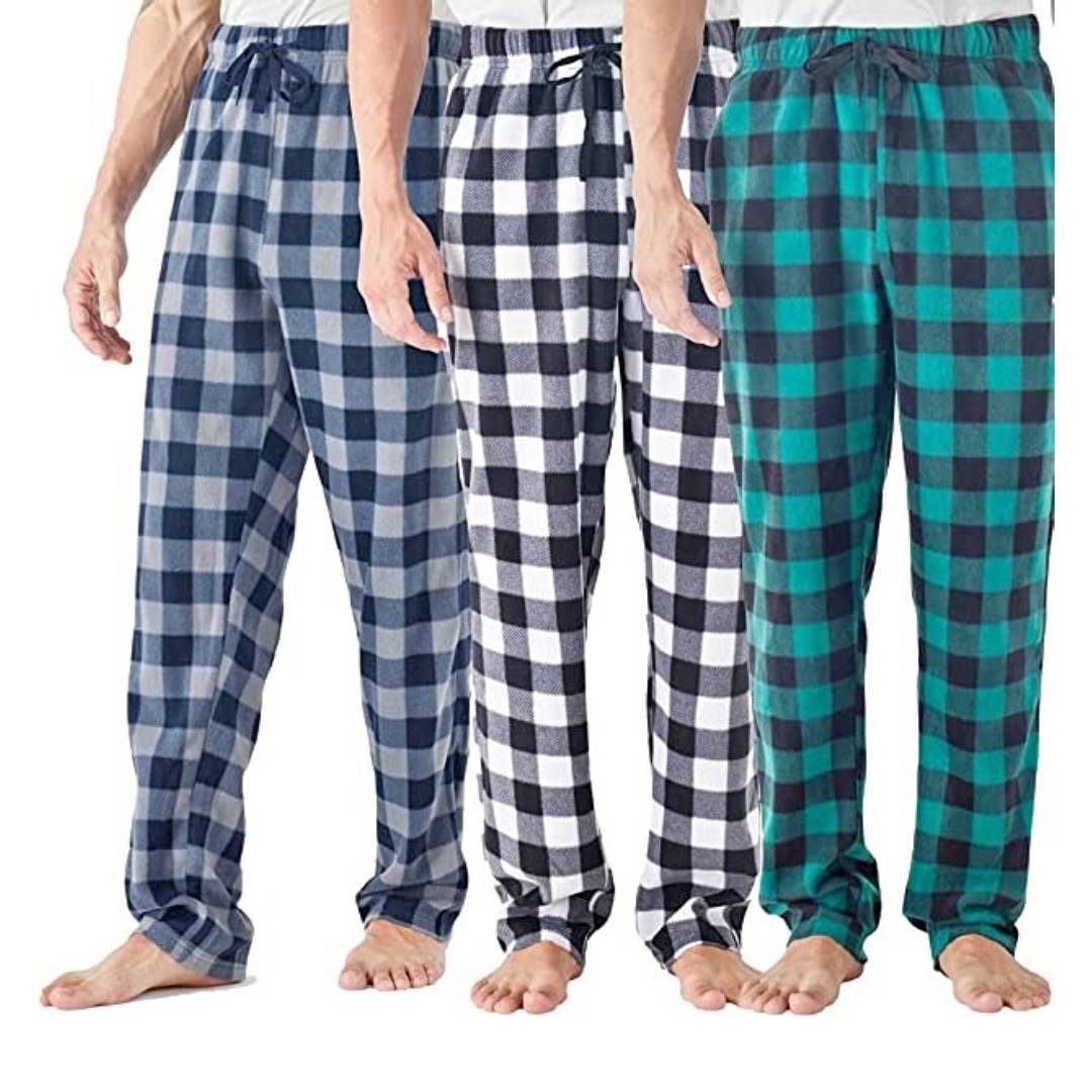 Pack of 3 Men's Checkered Pajama Trousers AERODECK APPARELS