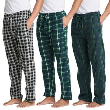 Men's 3-Piece Plaid Trousers Pajama Set AERODECK APPARELS