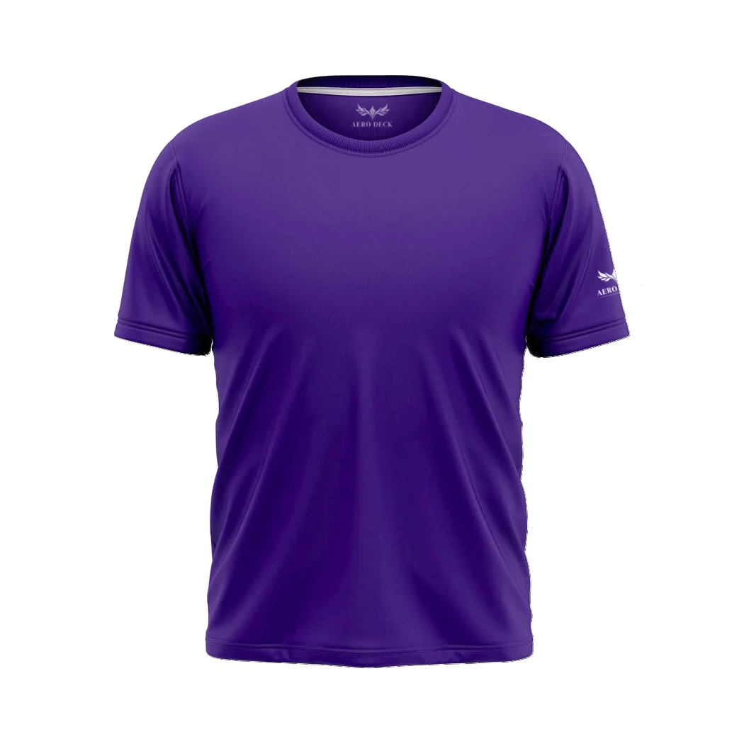 Aero Deck Cotton Jersey Signature Studio Crew Royal Purple Color Graphic T-Shirt AERODECK APPARELS