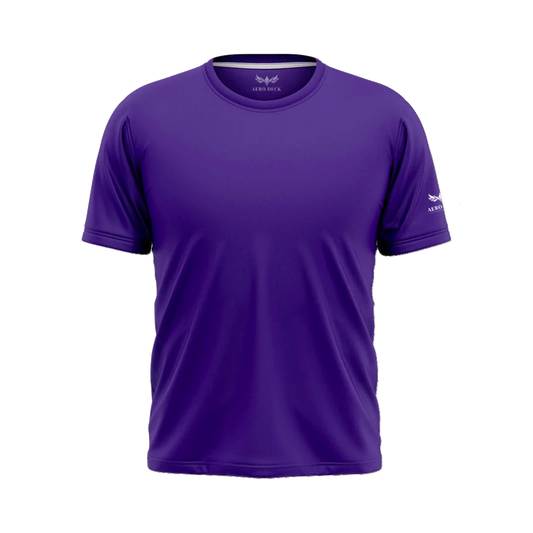 Aero Deck Cotton Jersey Signature Studio Crew Royal Purple Color Graphic T-Shirt AERODECK APPARELS
