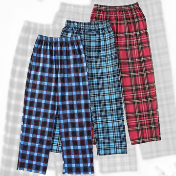 Pack of Three Checkered Lounge Pajama Pants for Men AERODECK APPARELS