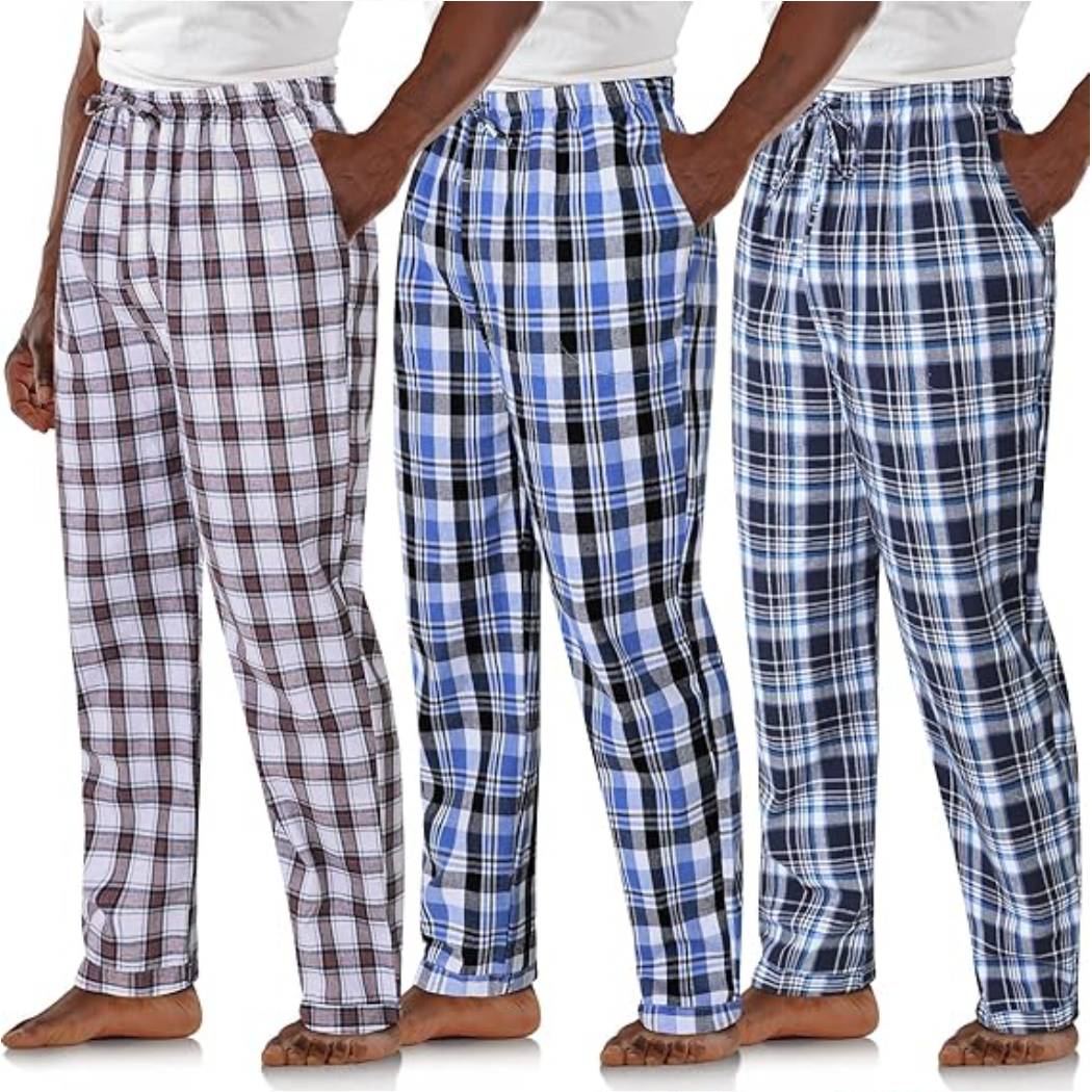 Pack of Three Checkered Lounge Pajama Pants for Men AERODECK APPARELS