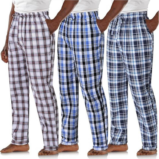 Pack of Three Checkered Lounge Pajama Pants for Men AERODECK APPARELS