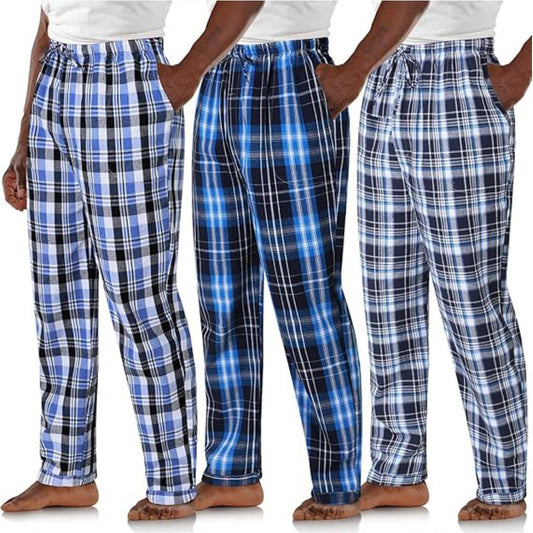 Pack of Three Checkered Lounge Pajama Pants for Men AERODECK APPARELS