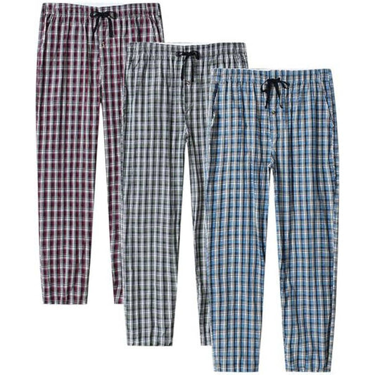 3-Piece Men's Plaid Pajama Trouser Set AERODECK APPARELS