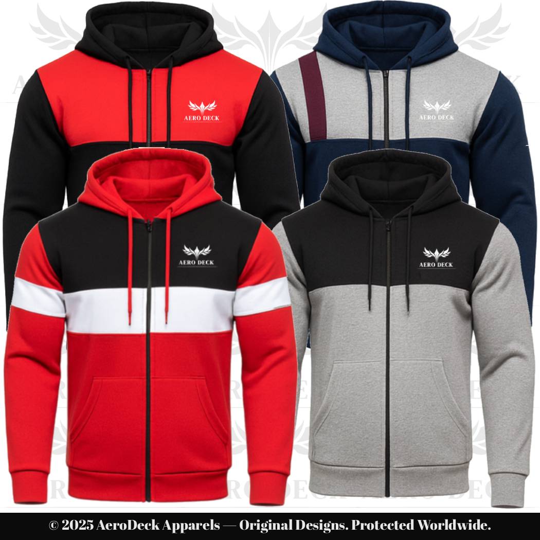 AERO DECK Ultimate 4-Pack Panel Fleece Full-Zip Hoodie Collection AERODECK APPARELS